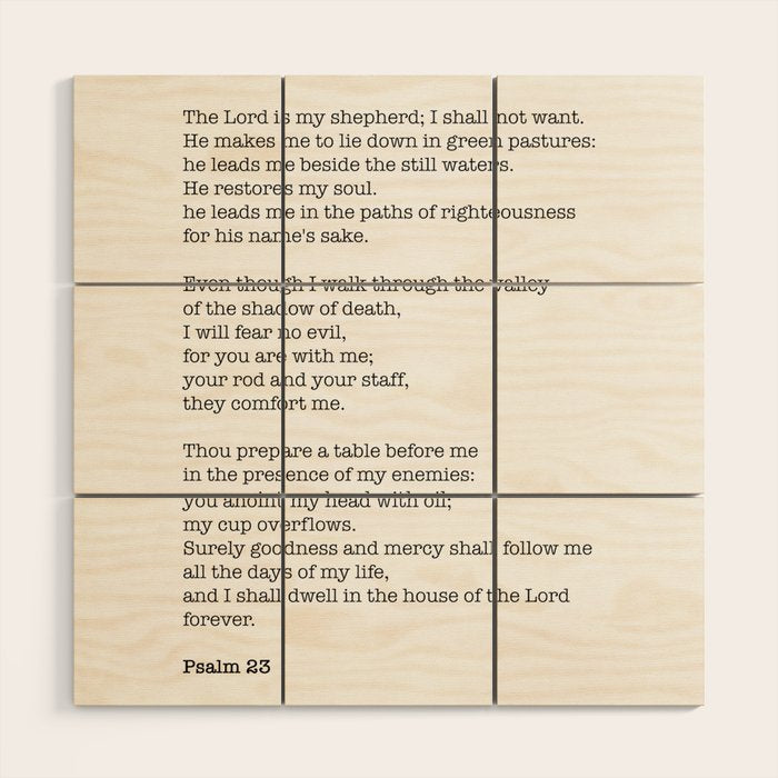 Psalm 23 Bible Verse Print - The Lord Is My Shepherd Wood Wall Art