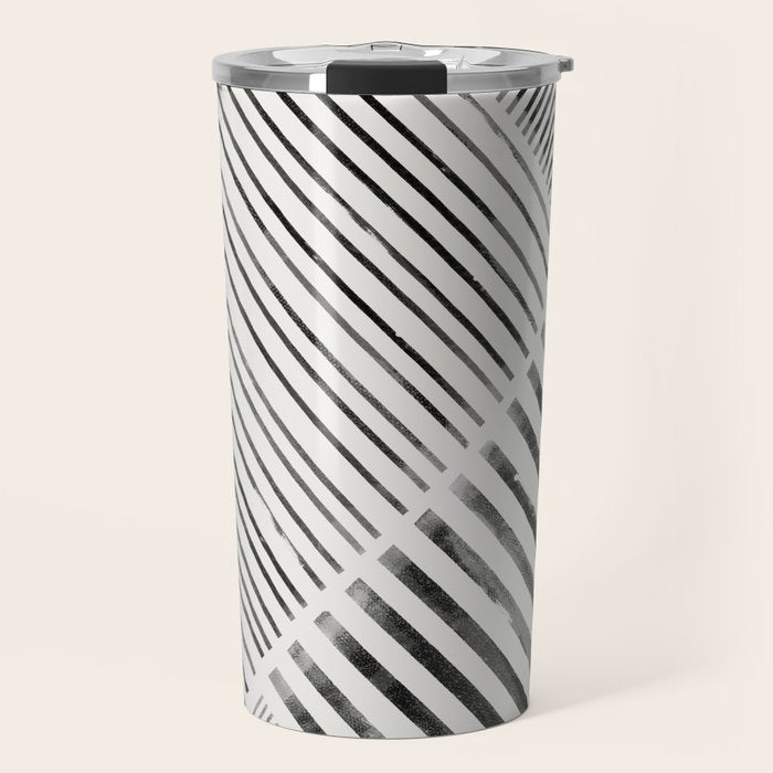 Black And White Stripes, Abstract Travel Mug