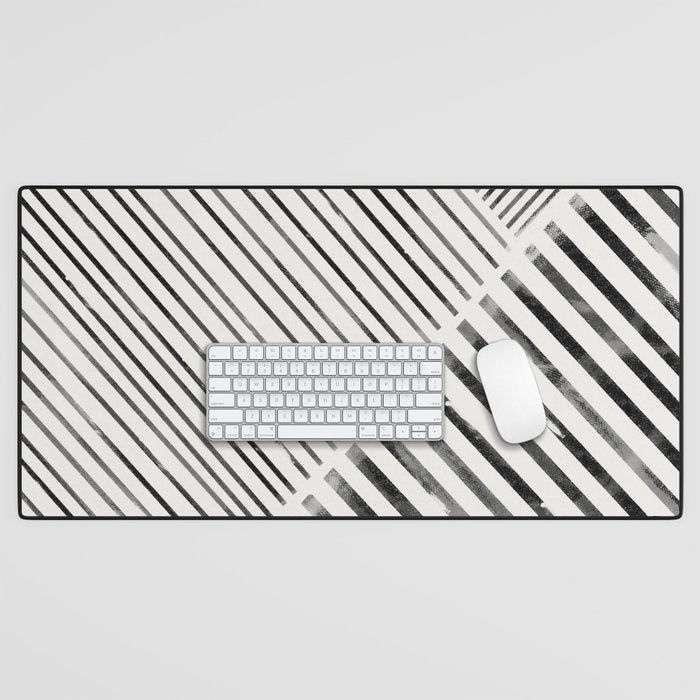 Black And White Stripes, Abstract Desk Mat