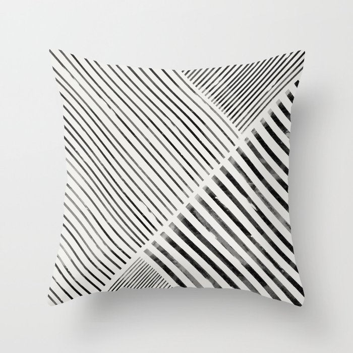 Black And White Stripes, Abstract Throw Pillow