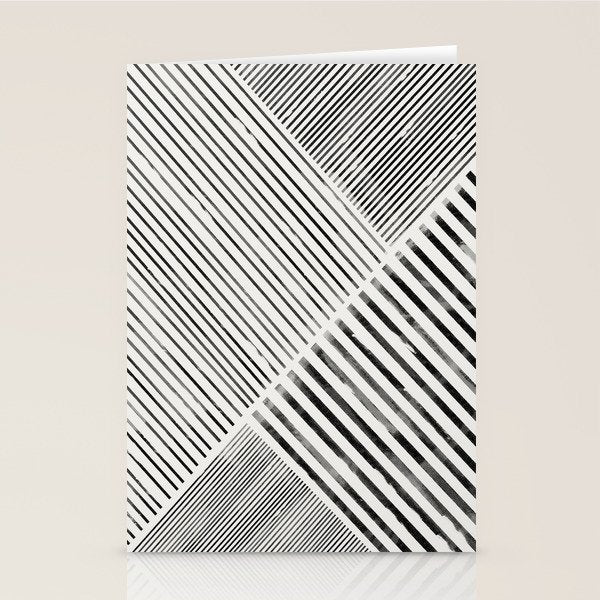Black And White Stripes, Abstract Stationery Card