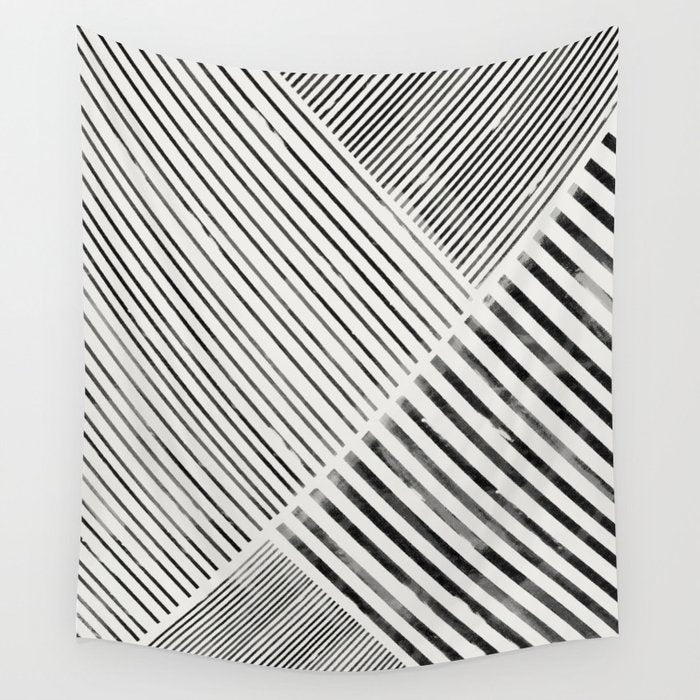 Black And White Stripes, Abstract Wall Tapestry