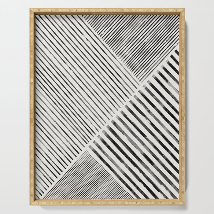Black And White Stripes, Abstract Serving Tray