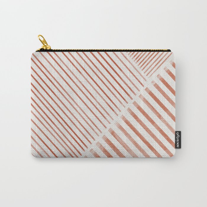 Blush Pink Stripes, Geometric Art Carry All Pouch