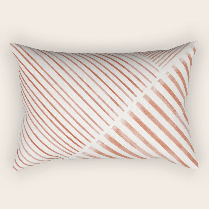 Blush Pink Stripes, Geometric Art Rectangular Pillow