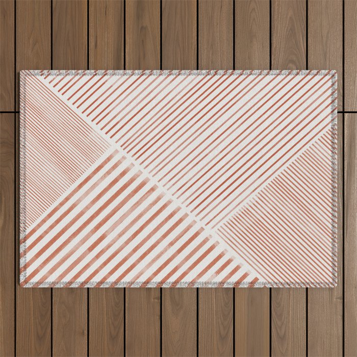 Blush Pink Stripes, Geometric Art Outdoor Rug