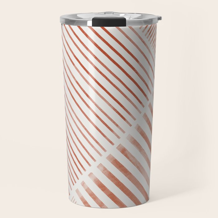 Blush Pink Stripes, Geometric Art Travel Mug