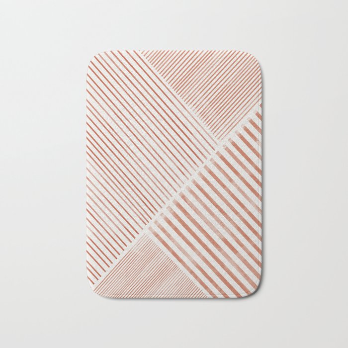 Blush Pink Stripes, Geometric Art Bath Mat