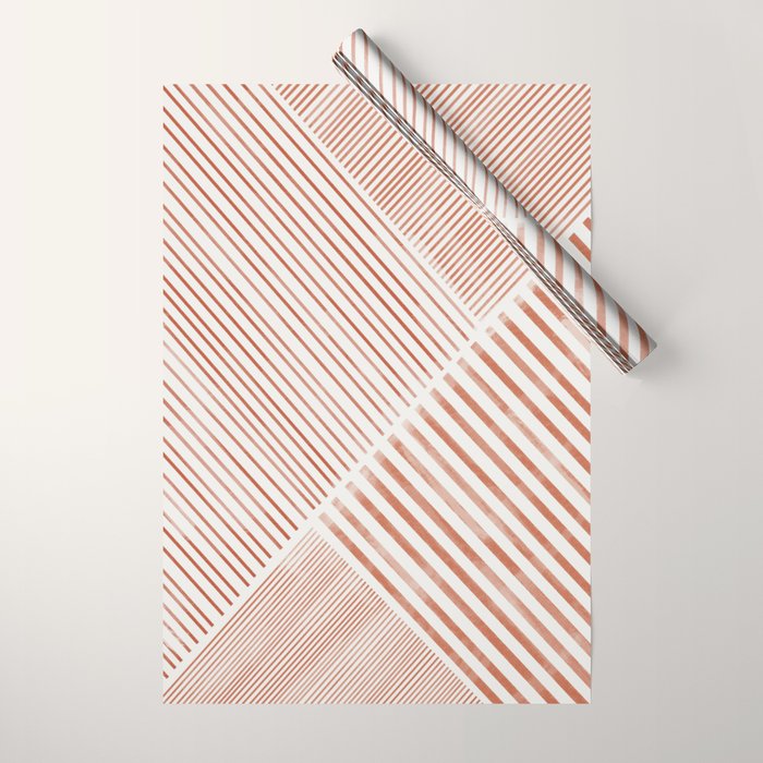 Blush Pink Stripes, Geometric Art Wrapping Paper