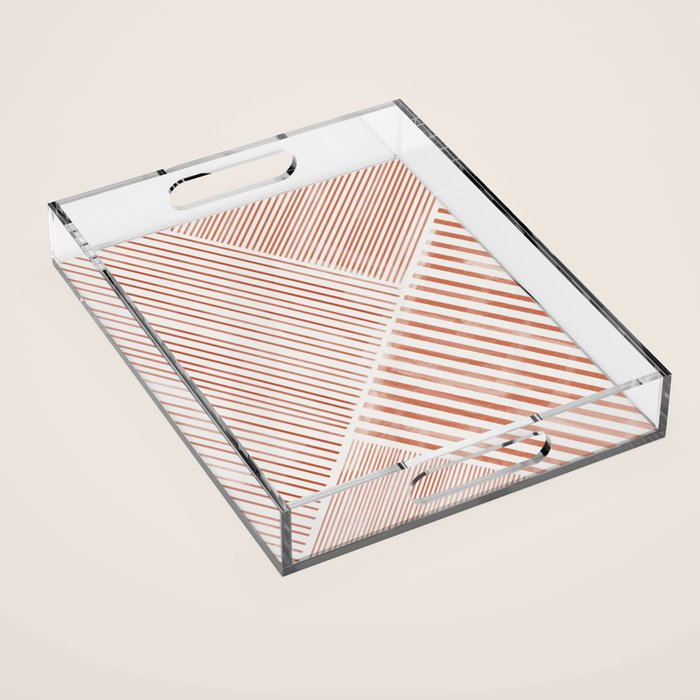 Blush Pink Stripes, Geometric Art Acrylic Tray