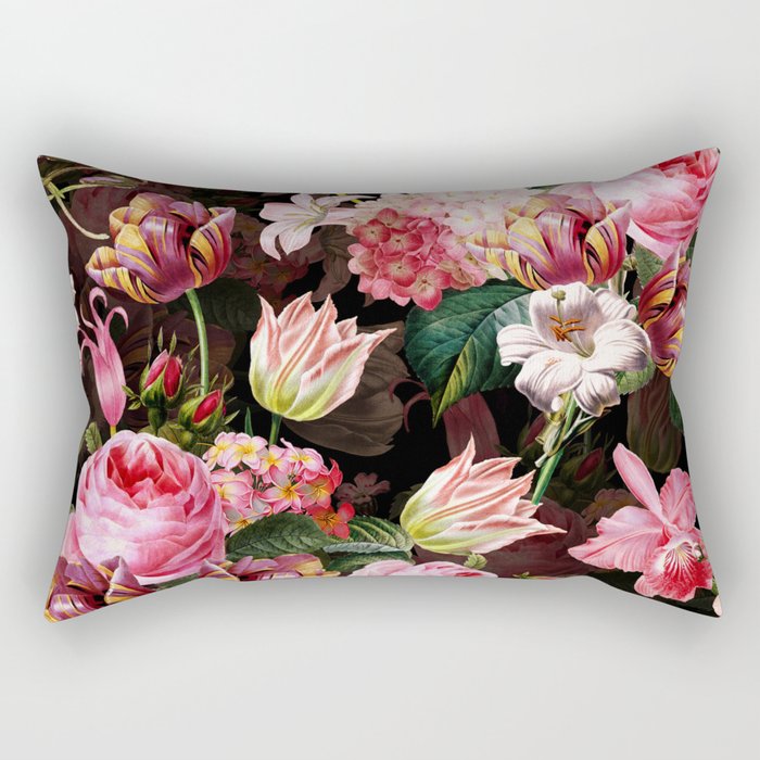 Vintage & Shabby Chic - Midnight Rose Garden Rectangular Pillow