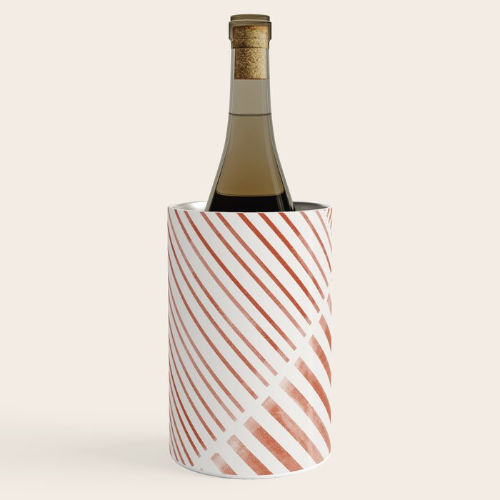 Blush Pink Stripes, Geometric Art Wine Chiller