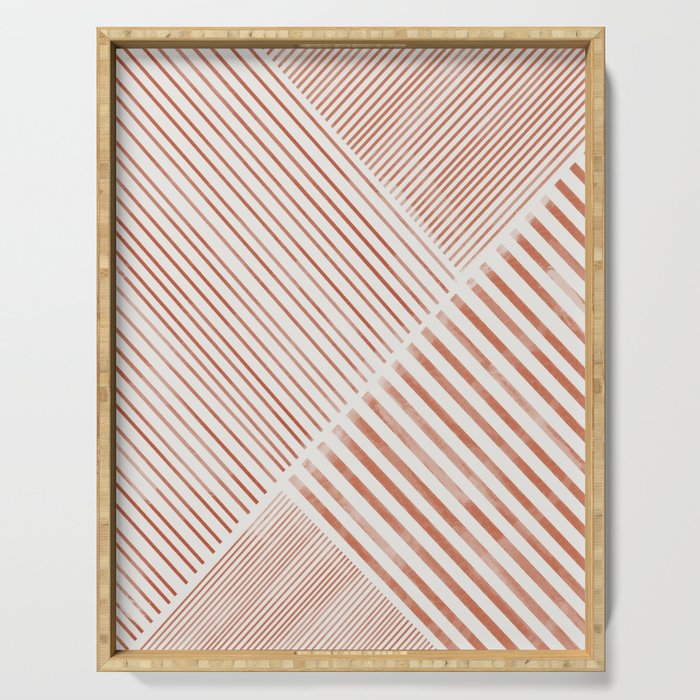 Blush Pink Stripes, Geometric Art Serving Tray