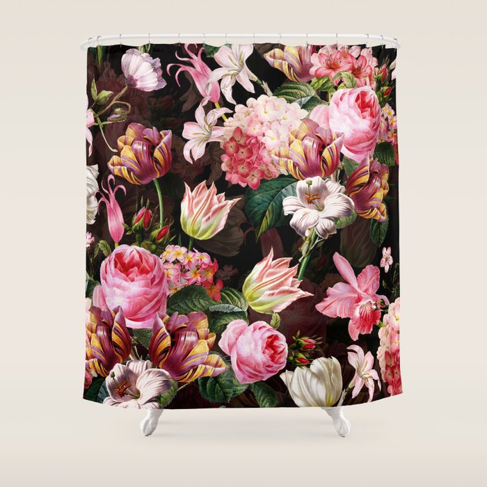 Vintage & Shabby Chic - Midnight Rose Garden Shower Curtain