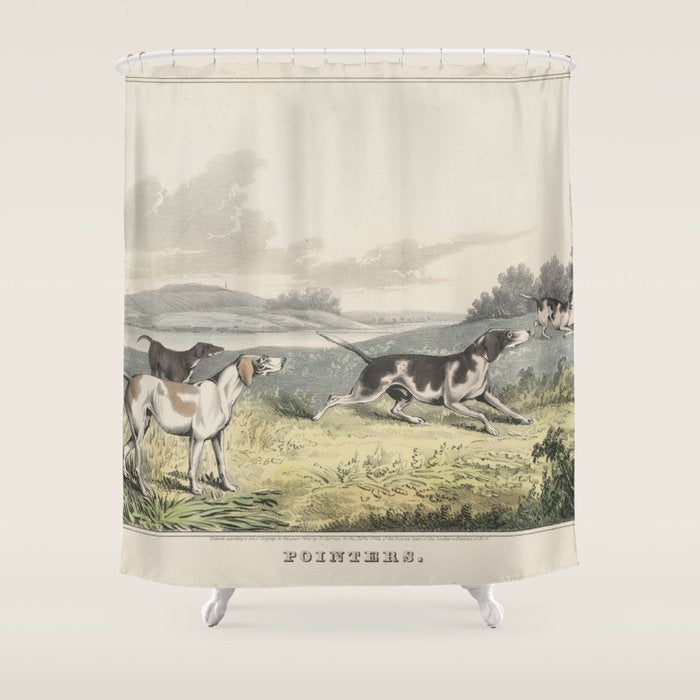 Vintage Illustration Of Pointer Dogs (1846) Shower Curtain