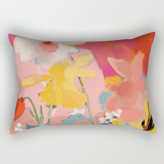 Blooming Abstract Pink Rectangular Pillow