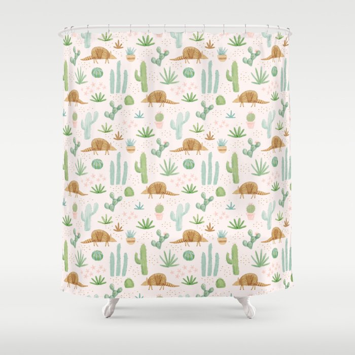 Armadillos In The Desert - Watercolor Shower Curtain