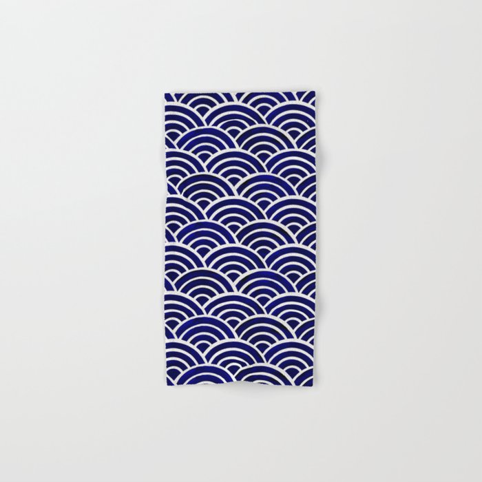 Japanese Seigaiha Wave - Navy Palette Bath Towel