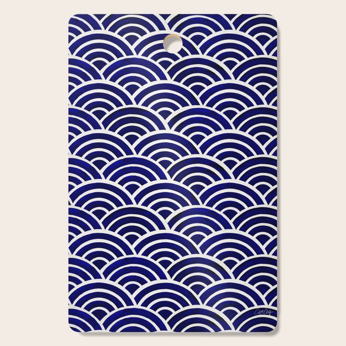 Japanese Seigaiha Wave - Navy Palette Cutting Board