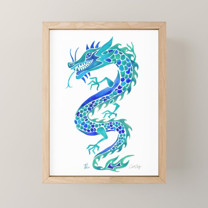 Chinese Dragon - Blue Palette Mini Art Print