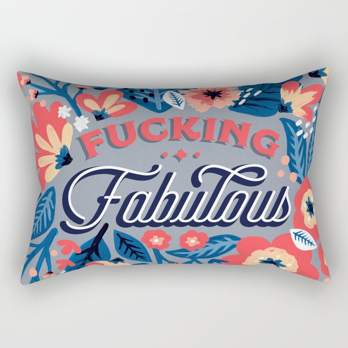F*Cking Fabulous - Denim & Coral Palette Rectangular Pillow