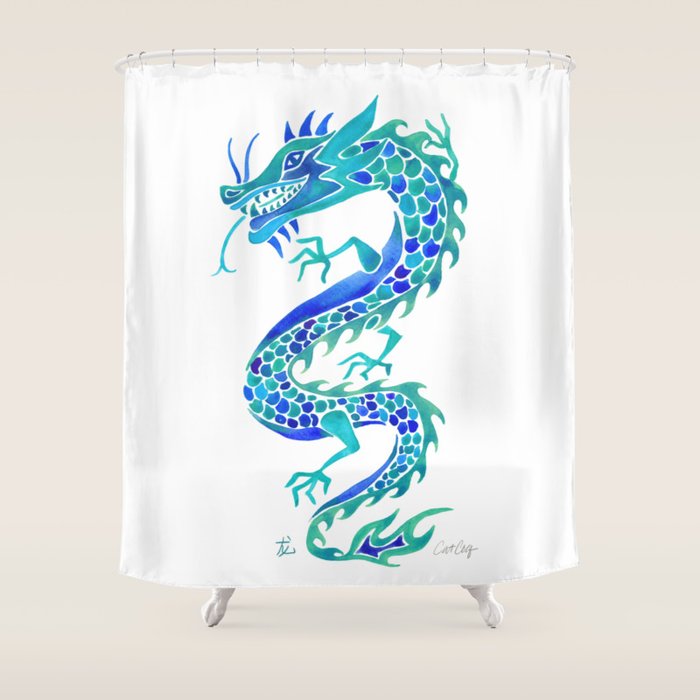 Chinese Dragon - Blue Palette Shower Curtain