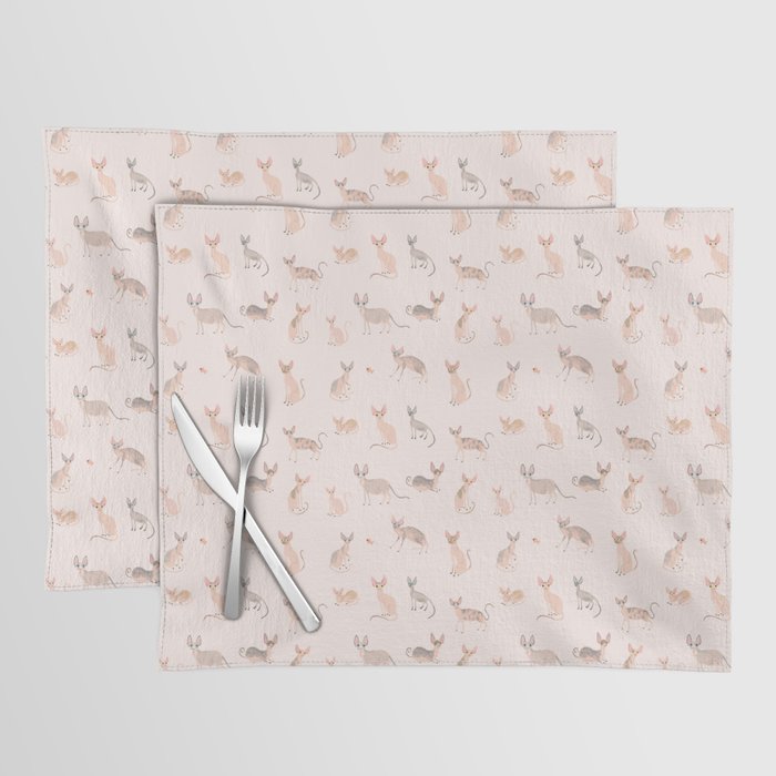 Sphynx Cats - No Furr Don'T Care - Cat Pink Placemat