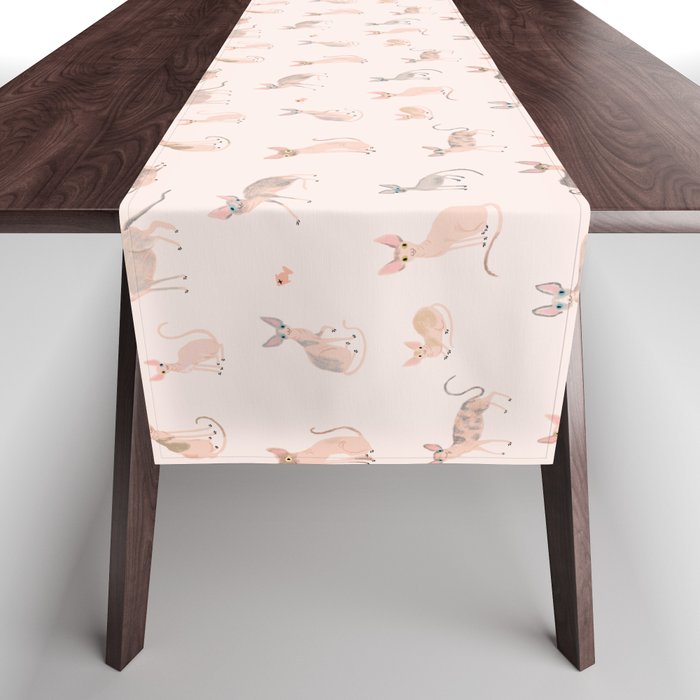 Sphynx Cats - No Furr Don'T Care - Cat Pink Table Runner