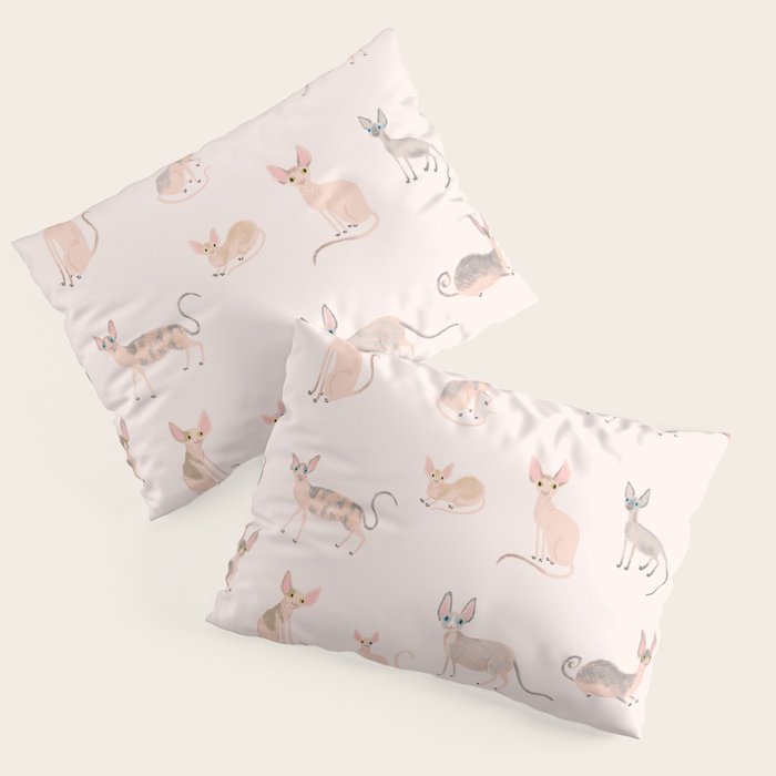 Sphynx Cats - No Furr Don'T Care - Cat Pink Pillow Sham