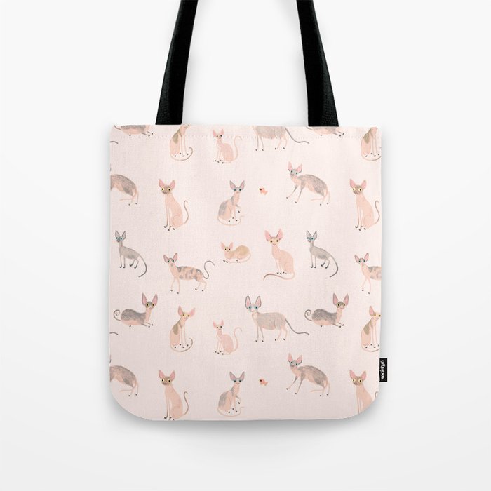 Sphynx Cats - No Furr Don'T Care - Cat Pink Tote Bag