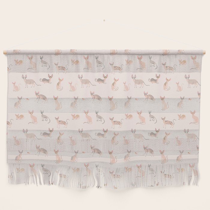Sphynx Cats - No Furr Don'T Care - Cat Pink Wall Hanging