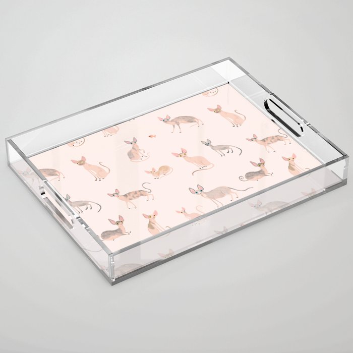 Sphynx Cats - No Furr Don'T Care - Cat Pink Acrylic Tray