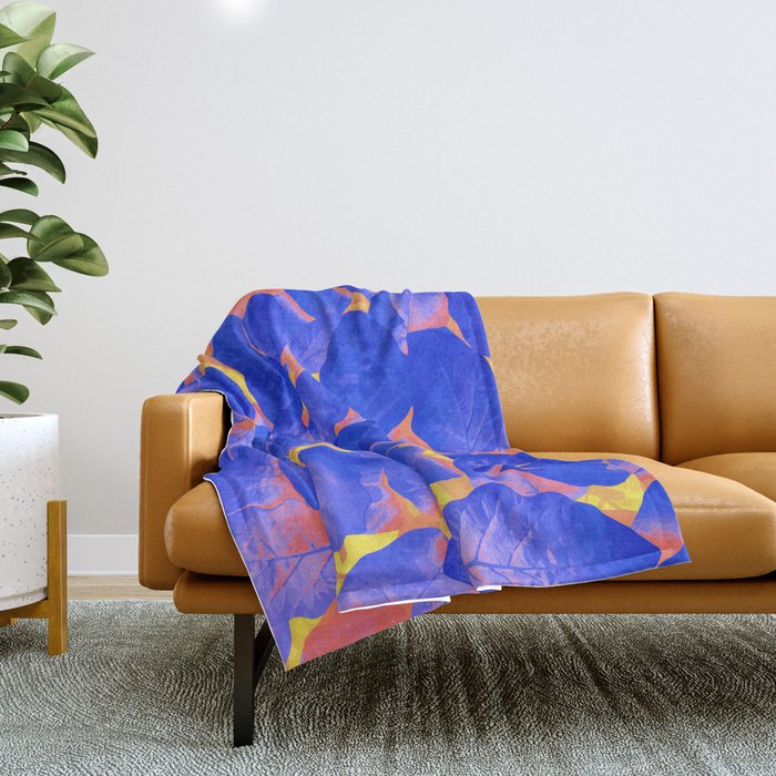 Supercontrast, Pop Of Color Ultraviolet Nature, Floral Graphic Design Throw Blanket