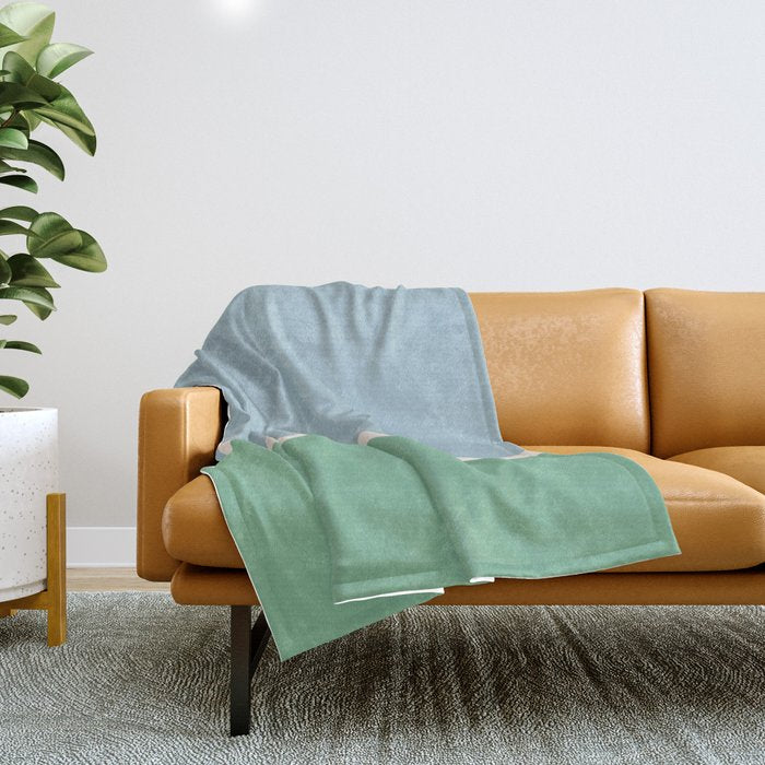 Juniper Color Block Blue And Green Throw Blanket
