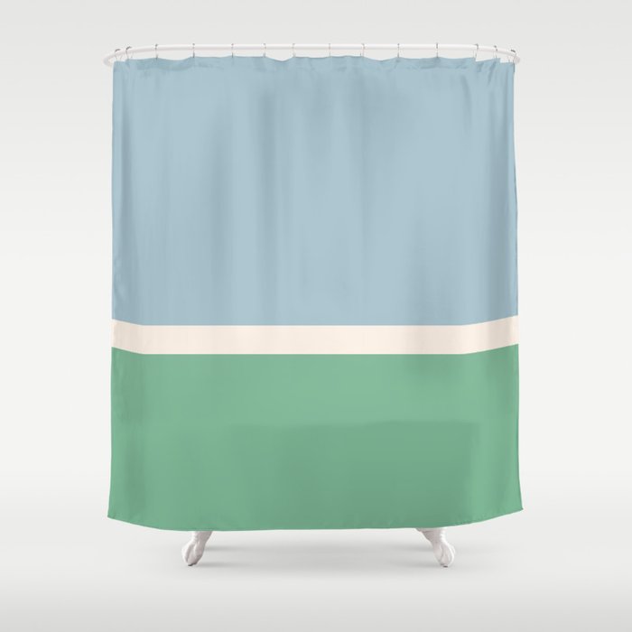 Juniper Color Block Blue And Green Shower Curtain