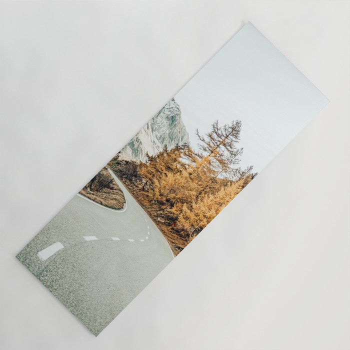 Snow + Golden Pine Photography Landscape Wall Decor, Scenic Nature Yoga Mat