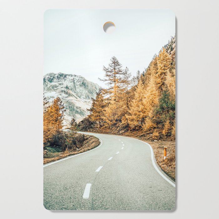 Snow + Golden Pine Photography Landscape Wall Decor, Scenic Nature Cutting Board
