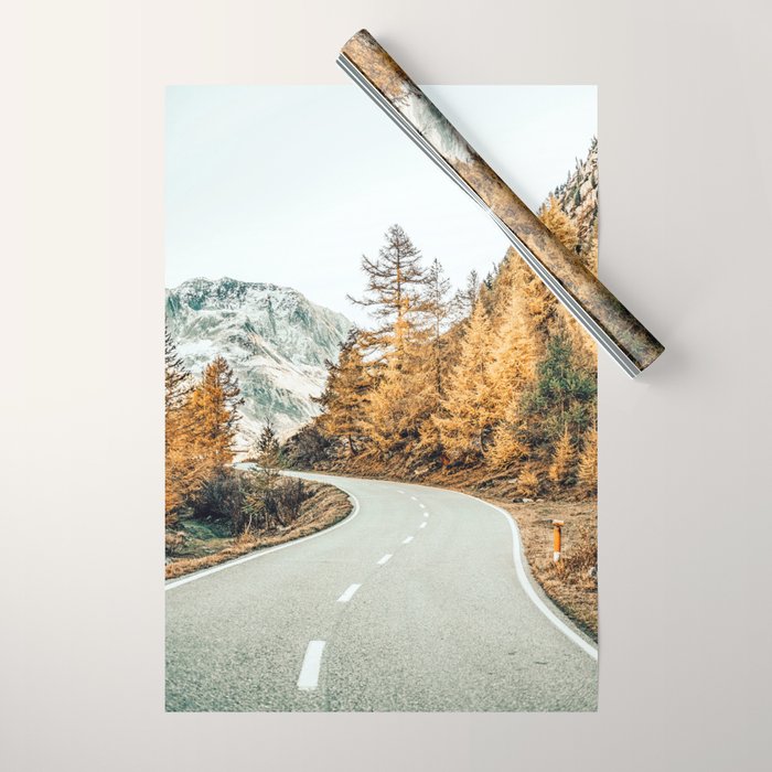 Snow + Golden Pine Photography Landscape Wall Decor, Scenic Nature Wrapping Paper