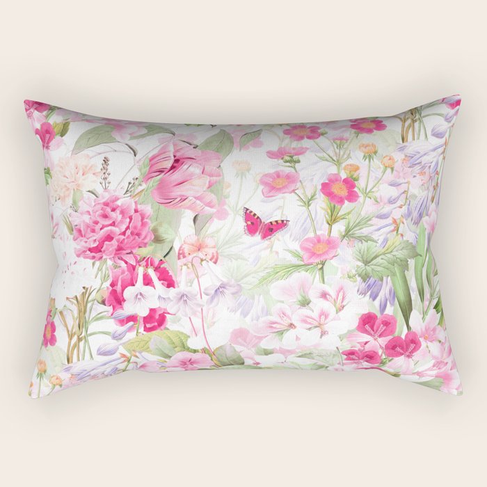 Vintage & Shabby Chic - Pastel Spring Flower Medow Rectangular Pillow