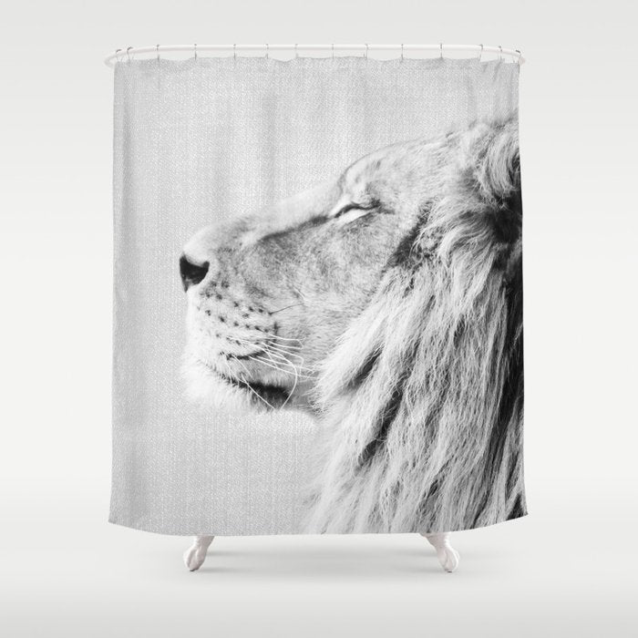 Lion Portrait - Black & White Shower Curtain