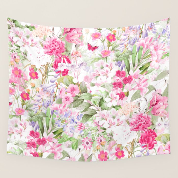 Vintage & Shabby Chic - Pastel Spring Flower Medow Wall Tapestry