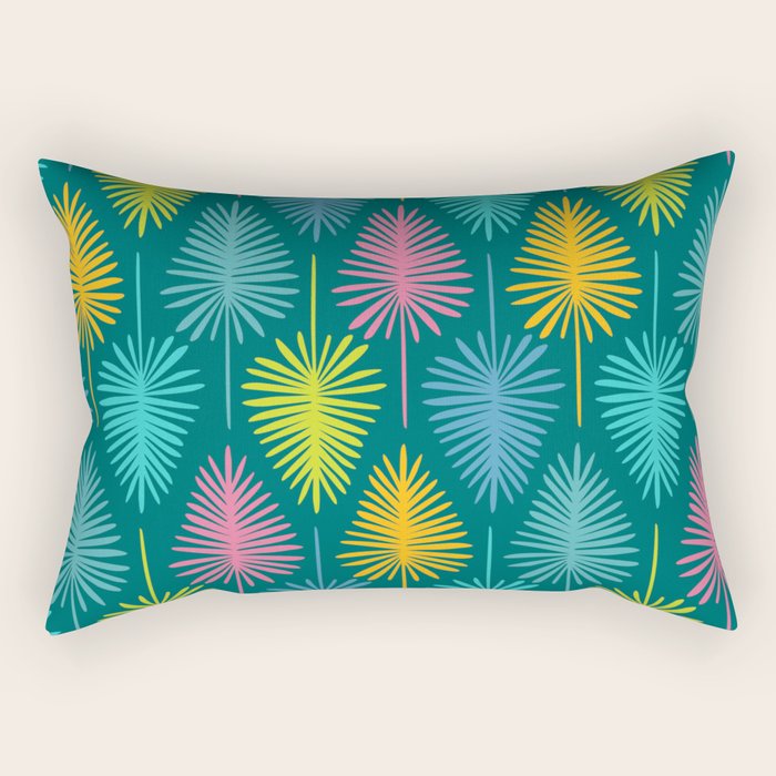 Bright Tropical Botanical Pattern Rectangular Pillow