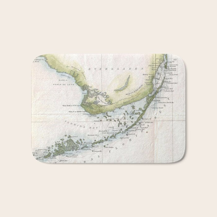 Vintage Map Of The Florida Keys (1852) Bath Mat