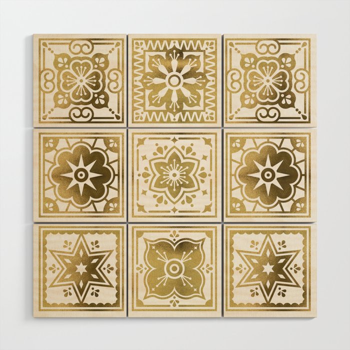 Talavera Mexican Tile - Gold Palette Wood Wall Art