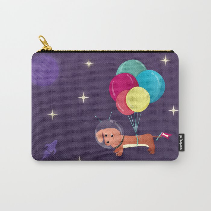 Galaxy Dog With Balloons Carry All Pouch