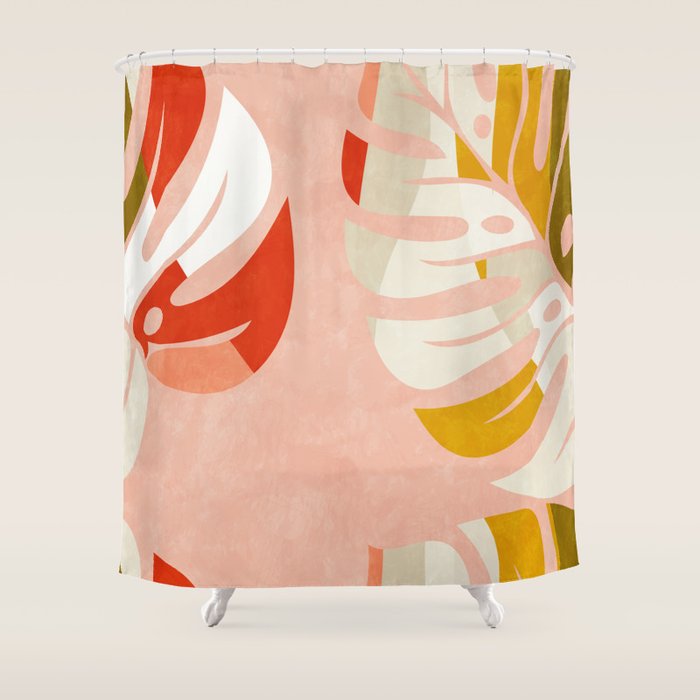 Shapes Leave Minimal Abstract Art Shower Curtain