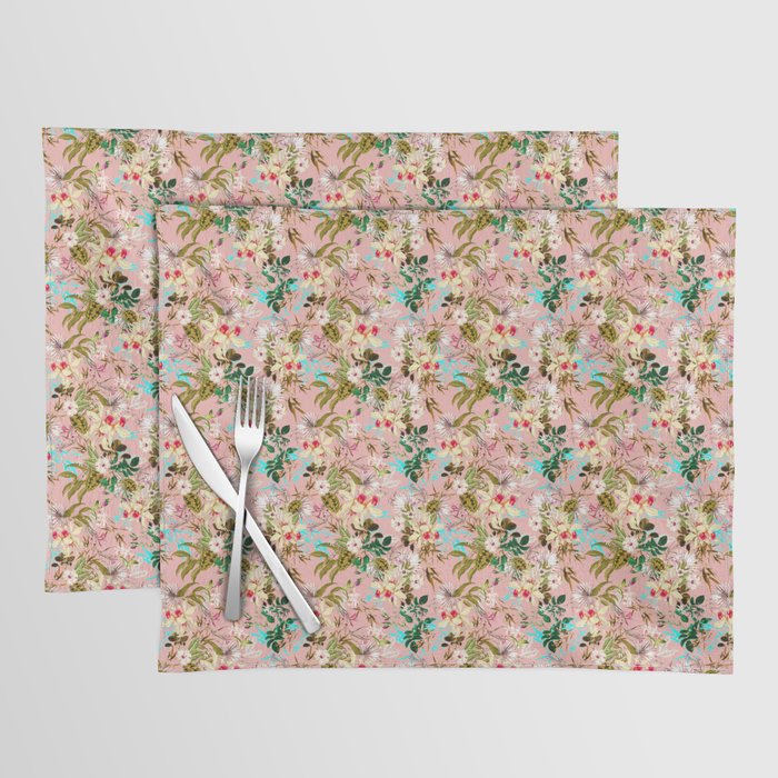Gardenia | Vintage Botanical Nature Pattern | Blush Boho Plants Garden Floral Placemat