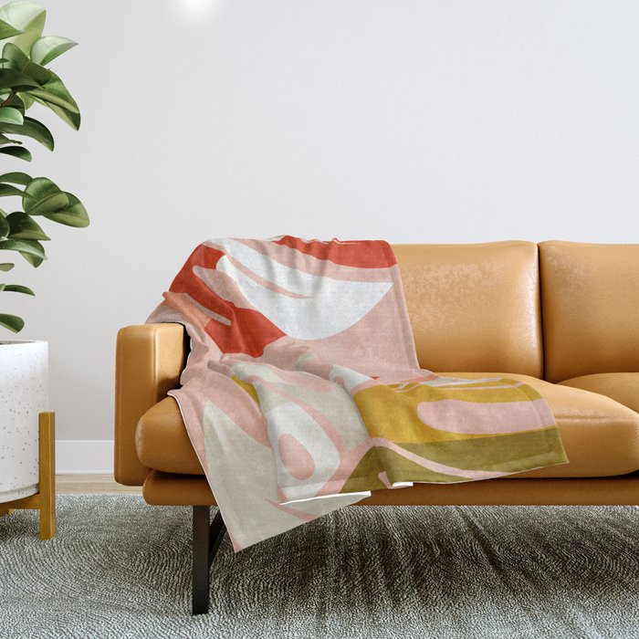 Shapes Leave Minimal Abstract Art Throw Blanket