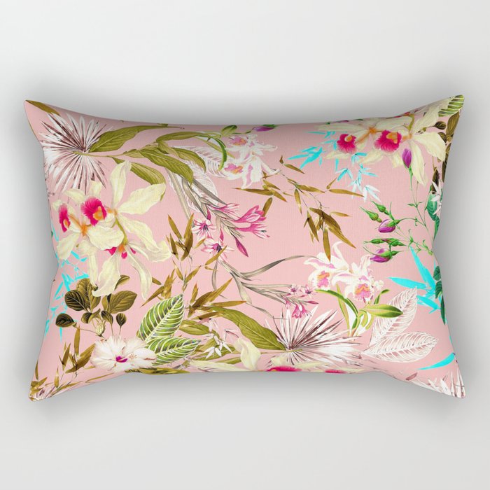 Gardenia | Vintage Botanical Nature Pattern | Blush Boho Plants Garden Floral Rectangular Pillow