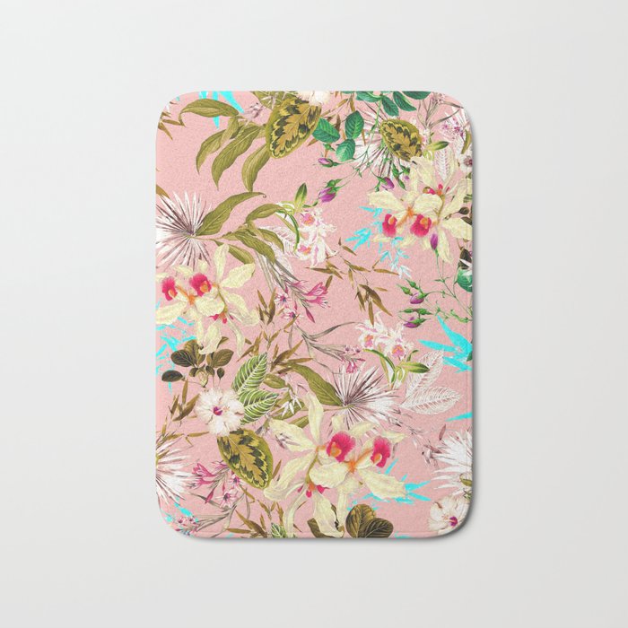 Gardenia | Vintage Botanical Nature Pattern | Blush Boho Plants Garden Floral Bath Mat